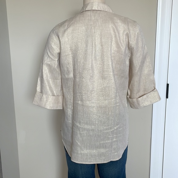 NWT Chico’s Metallic No Iron Shirt Size 0 - Picture 7 of 11